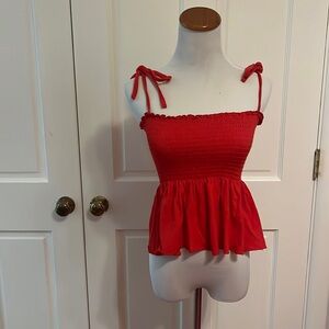 Red ruched top